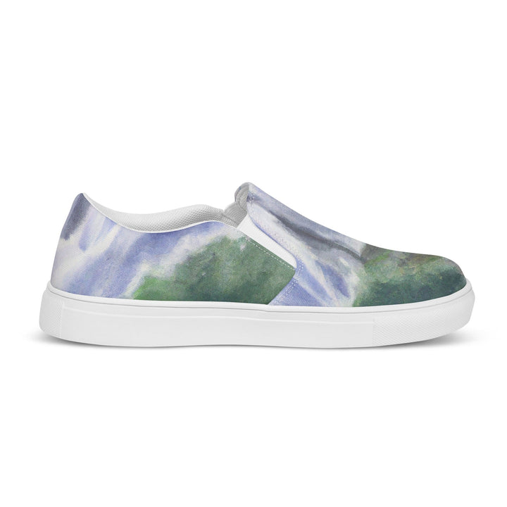 Womens Slip-on Canvas Shoes Purple Watercolor Waterfall Green