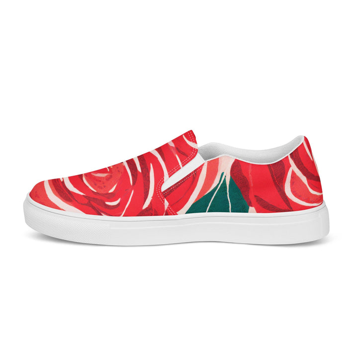 Womens Slip-on Canvas Shoes Red Roses 23523