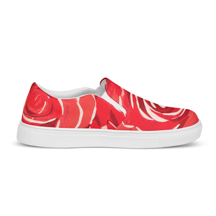 Womens Slip-on Canvas Shoes Red Roses 23523