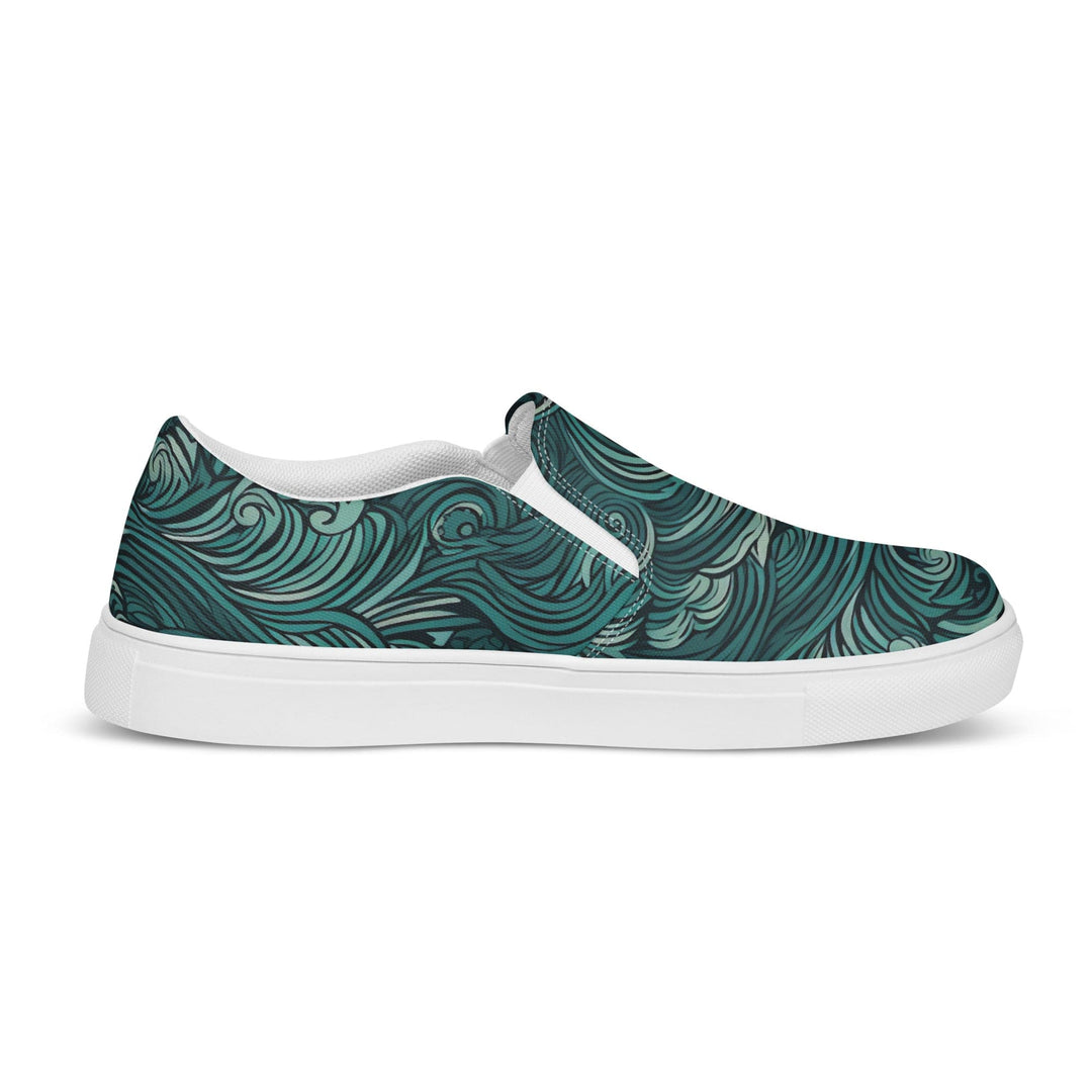 Womens Slip-on Canvas Shoes Water Wave Mint Green Illustration