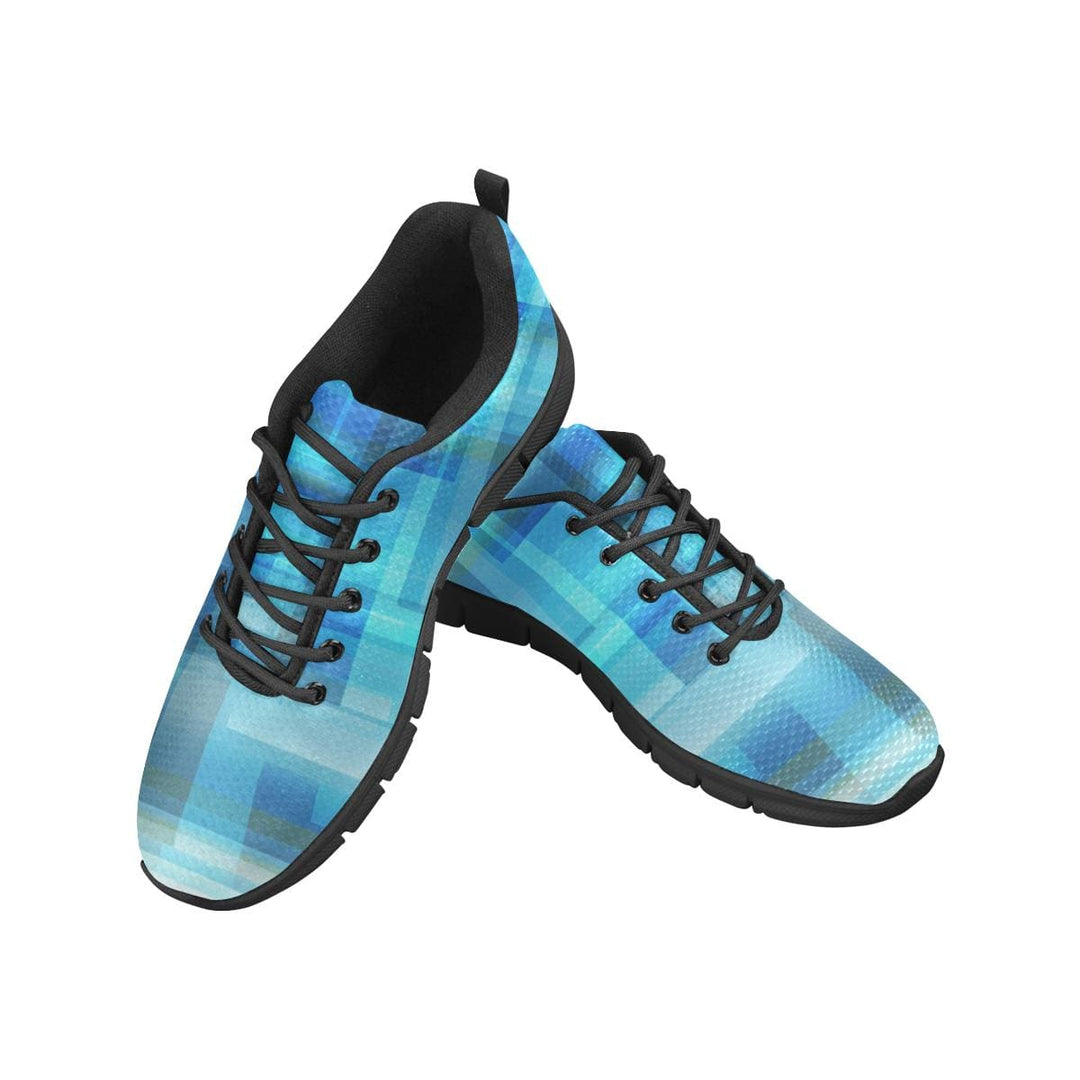 Womens Sneakers Blue and Black Geometric Print Running Shoes - Womens