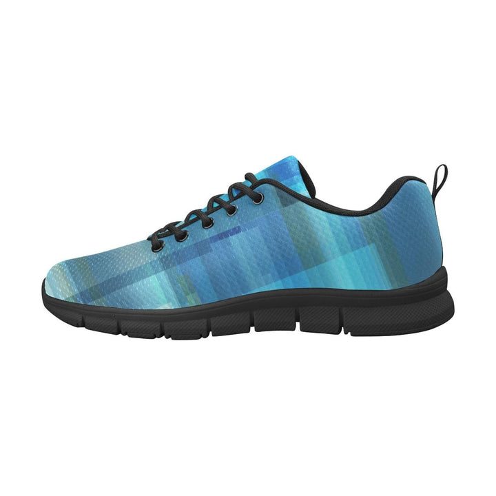 Womens Sneakers Blue and Black Geometric Print Running Shoes - Womens