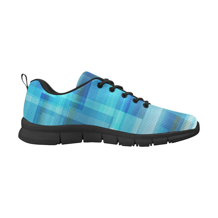 Womens Sneakers Blue and Black Geometric Print Running Shoes - Womens