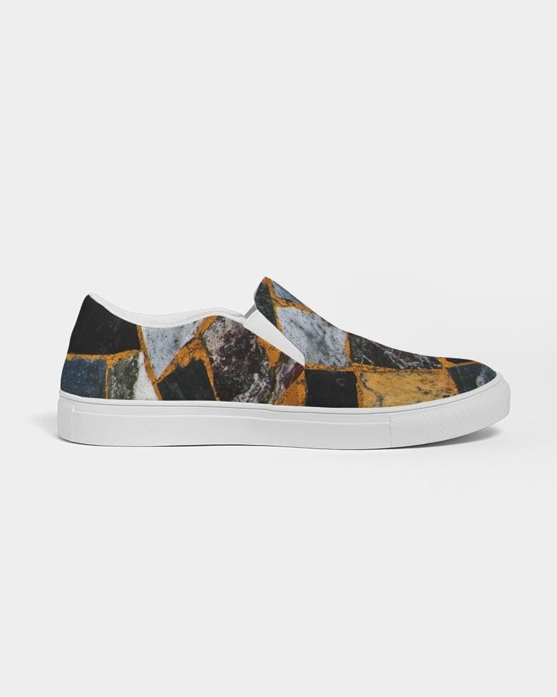 Womens Sneakers - Canvas Slip On Shoes Black Mosaic Print - Womens | Sneakers