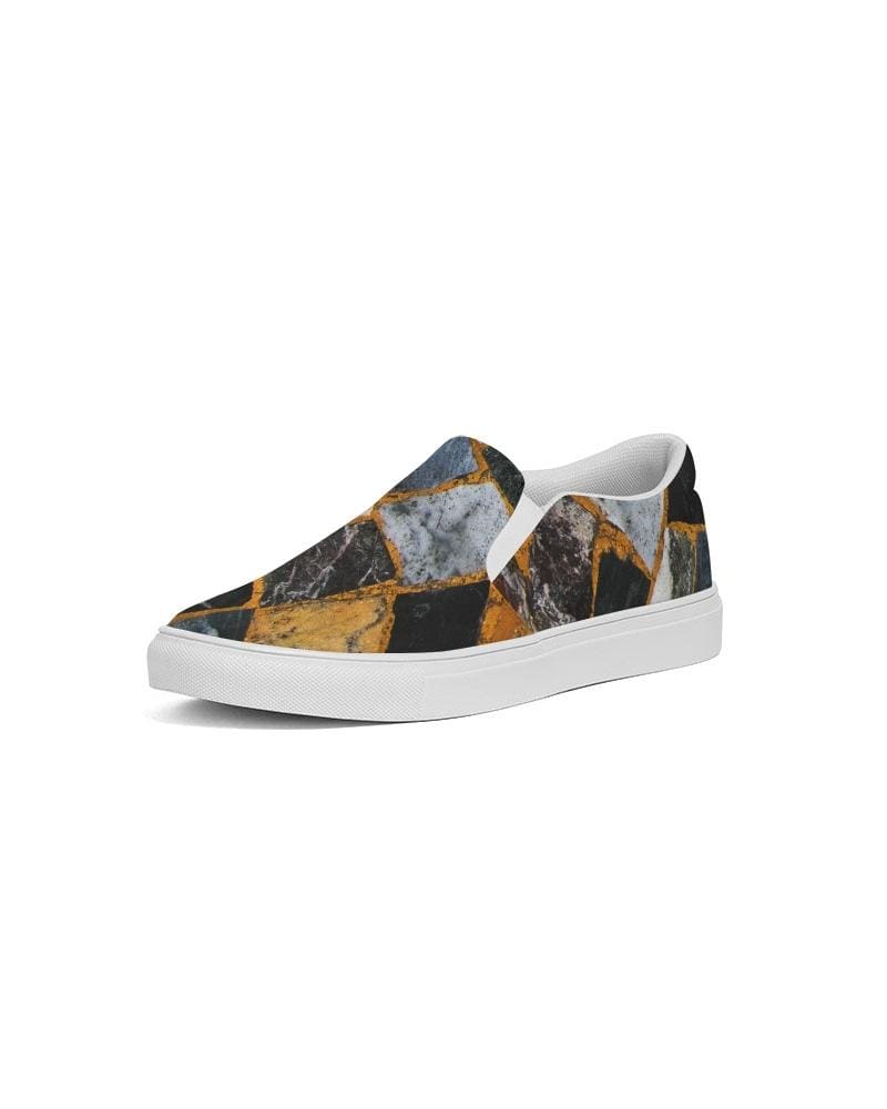 Womens Sneakers - Canvas Slip On Shoes Black Mosaic Print - Womens | Sneakers