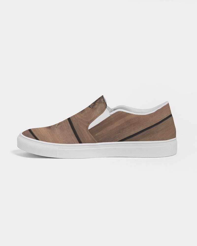 Womens Sneakers - Canvas Slip On Shoes Brown Plank Print - Womens | Sneakers