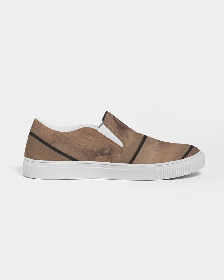 Womens Sneakers - Canvas Slip On Shoes Brown Plank Print - Womens | Sneakers