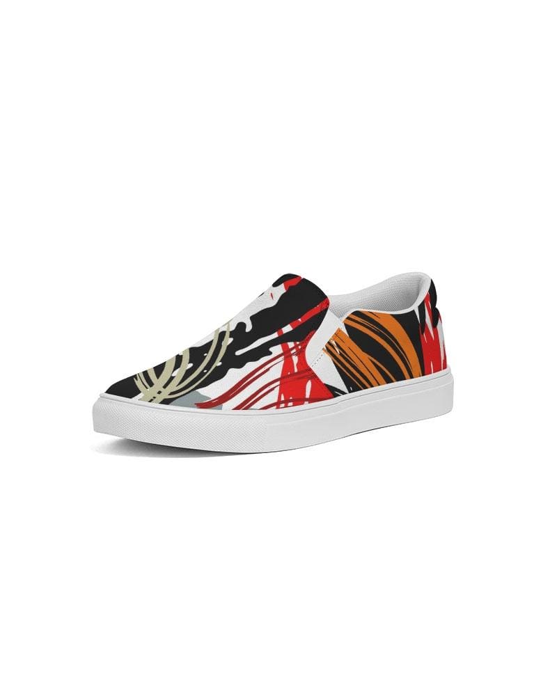 Womens Sneakers - Canvas Slip On Shoes Multicolor Circular Print - Womens