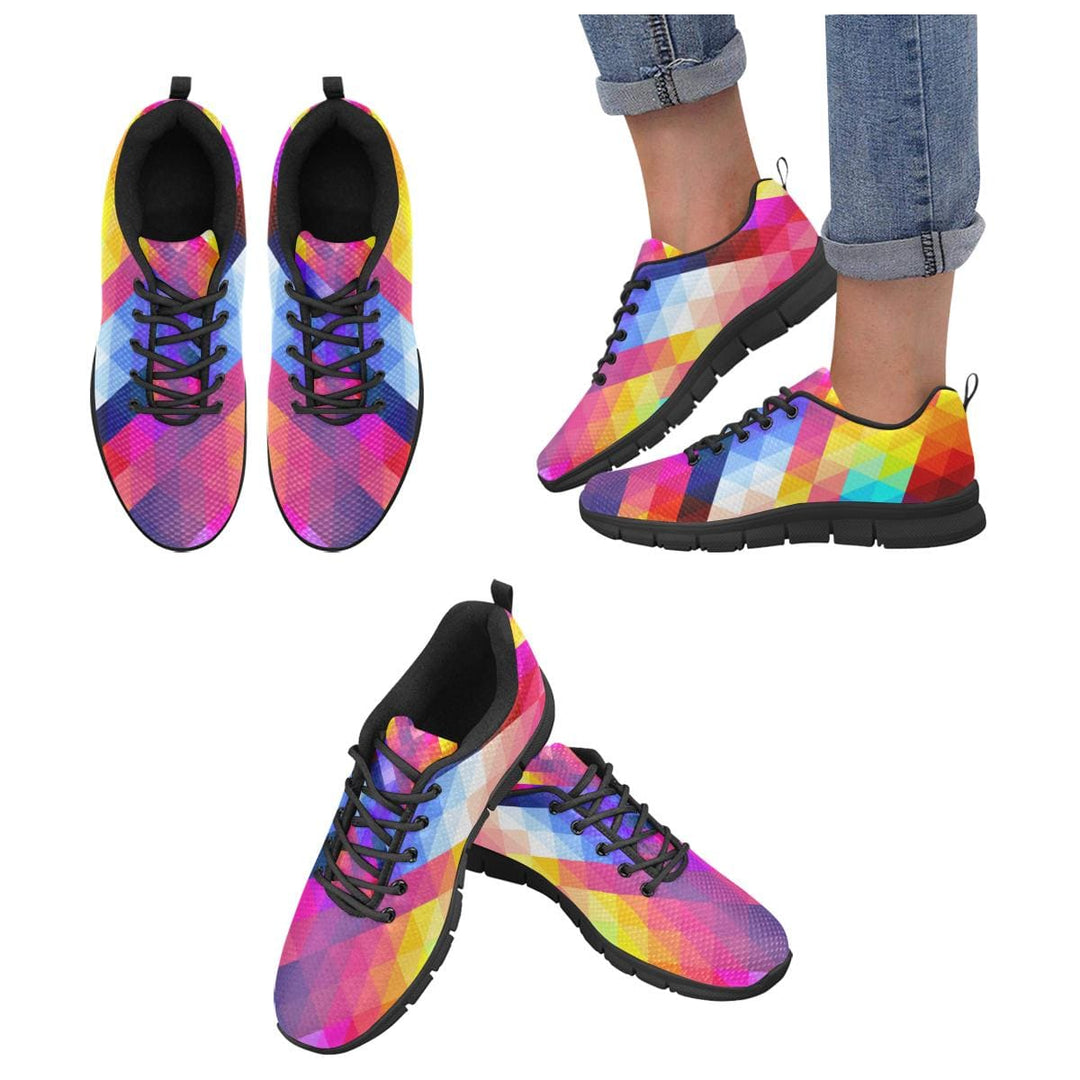 Womens Sneakers Multicolor Grid Illustration Running Shoes - Womens | Sneakers