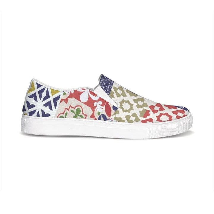 Womens Sneakers Multicolor Patch Style Low Top Slip-on Canvas Shoes - Womens