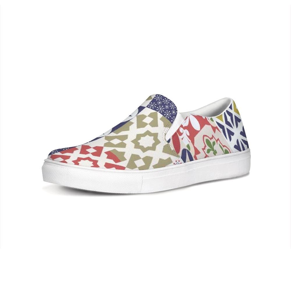 Womens Sneakers Multicolor Patch Style Low Top Slip-on Canvas Shoes - Womens