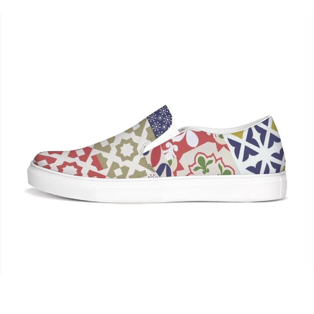 Womens Sneakers Multicolor Patch Style Low Top Slip-on Canvas Shoes - Womens