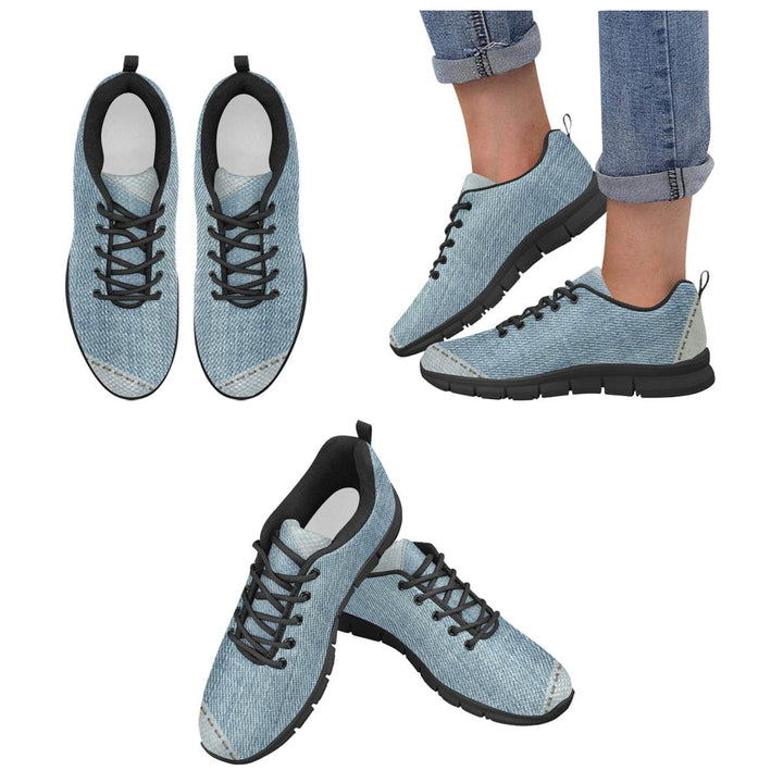 Womens Sneakers Patch Blue Denim Illustration Running Shoes - Womens | Sneakers