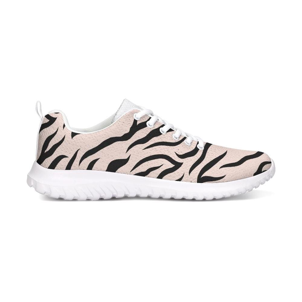 Womens Sneakers - Pink and Black Zebra Stripe Canvas Sports Shoes / Running