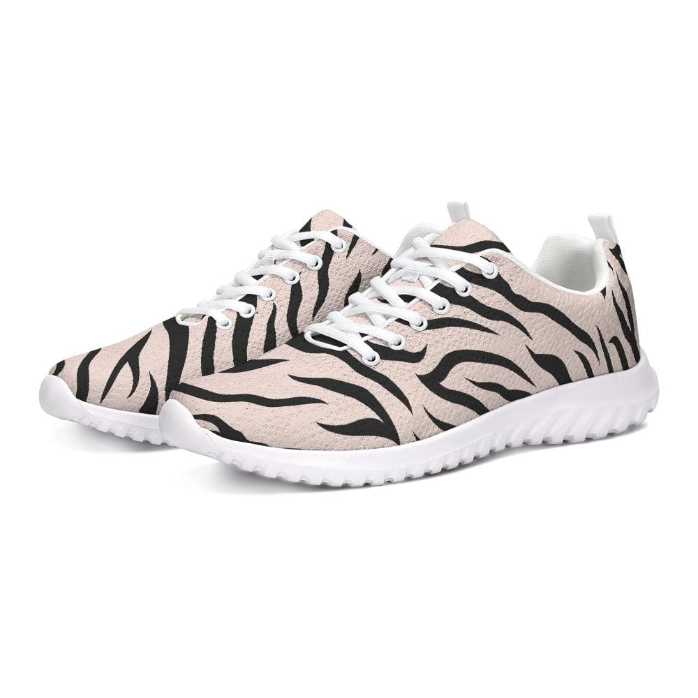 Womens Sneakers - Pink and Black Zebra Stripe Canvas Sports Shoes / Running