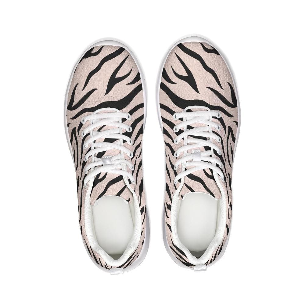 Womens Sneakers - Pink and Black Zebra Stripe Canvas Sports Shoes / Running