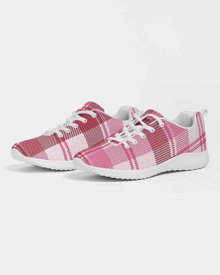 Womens Sneakers - Pink and White Plaid Running Sports Shoes - Womens | Sneakers