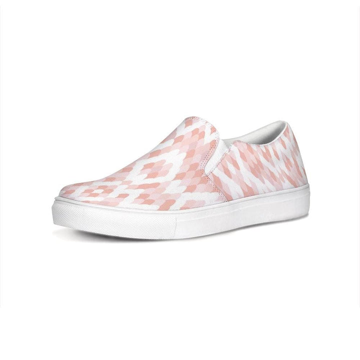 Womens Sneakers - Pink & White Low Top Slip-on Canva Shoes - Womens | Sneakers