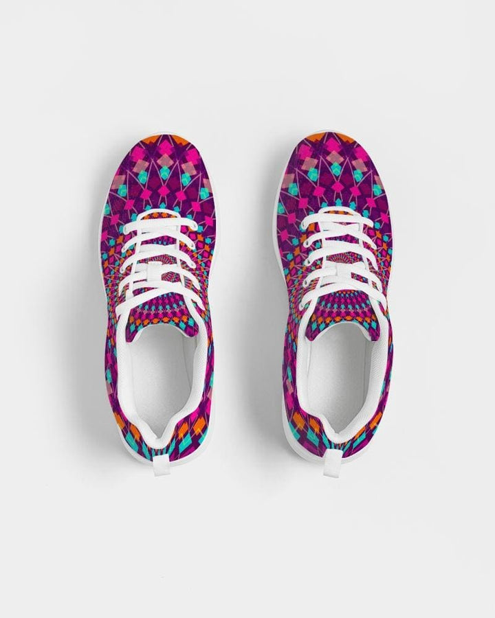 Womens Sneakers - Purple Kaleidoscope Style Canvas Sports Shoes / Running