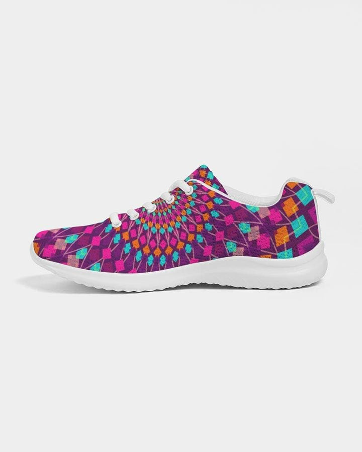 Womens Sneakers - Purple Kaleidoscope Style Canvas Sports Shoes / Running