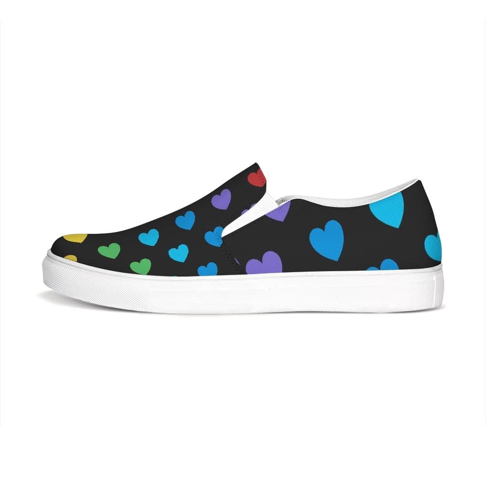 Womens Sneakers Rainbow Hearts Low Top Slip-on Canvas Shoes - Womens | Sneakers