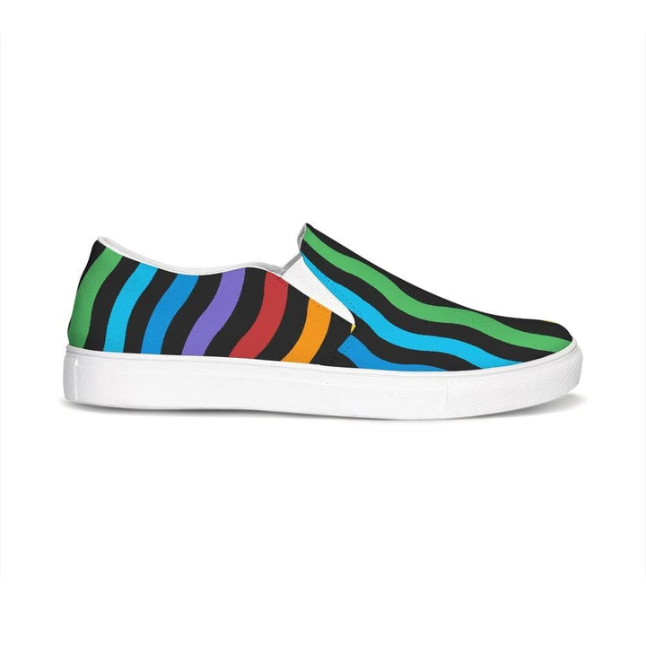 Womens Sneakers - Rainbow Stripe Style Canvas Sports Shoes / Slip-on - Womens
