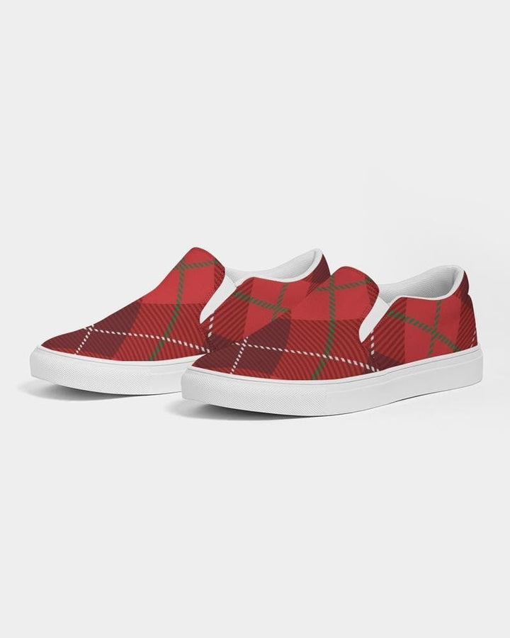 Womens Sneakers - Red Plaid Canvas Sports Shoes / Slip-on - Womens | Sneakers