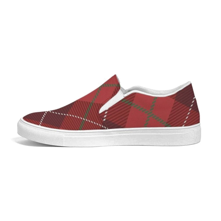 Womens Sneakers - Red Plaid Canvas Sports Shoes / Slip-on - Womens | Sneakers