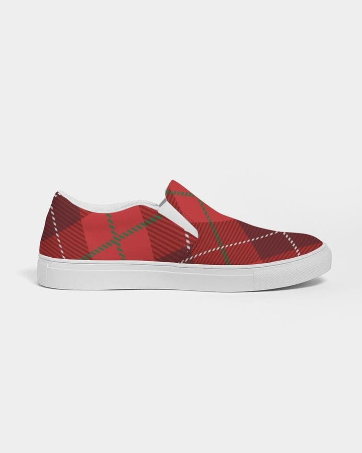 Womens Sneakers - Red Plaid Canvas Sports Shoes / Slip-on - Womens | Sneakers