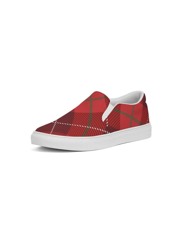 Womens Sneakers - Red Plaid Canvas Sports Shoes / Slip-on - Womens | Sneakers