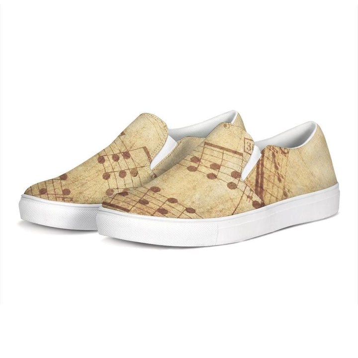 Womens Sneakers - Sheet Music Print Slip-on Canvas Shoes / Slip-on - Womens