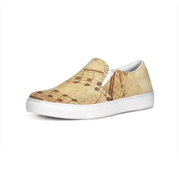 Womens Sneakers - Sheet Music Print Slip-on Canvas Shoes / Slip-on - Womens