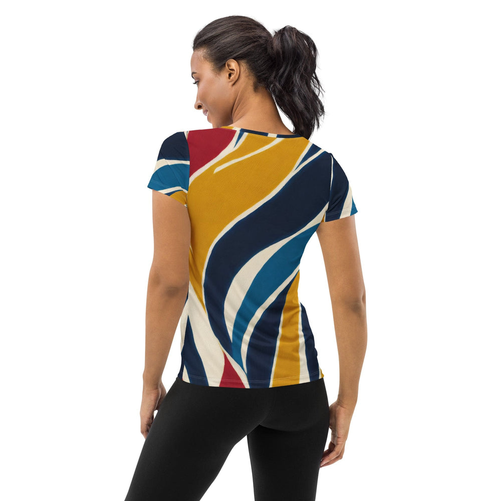 Womens Stretch Fit Athletic Sports T-shirt - Abstract Multicolor Swirl