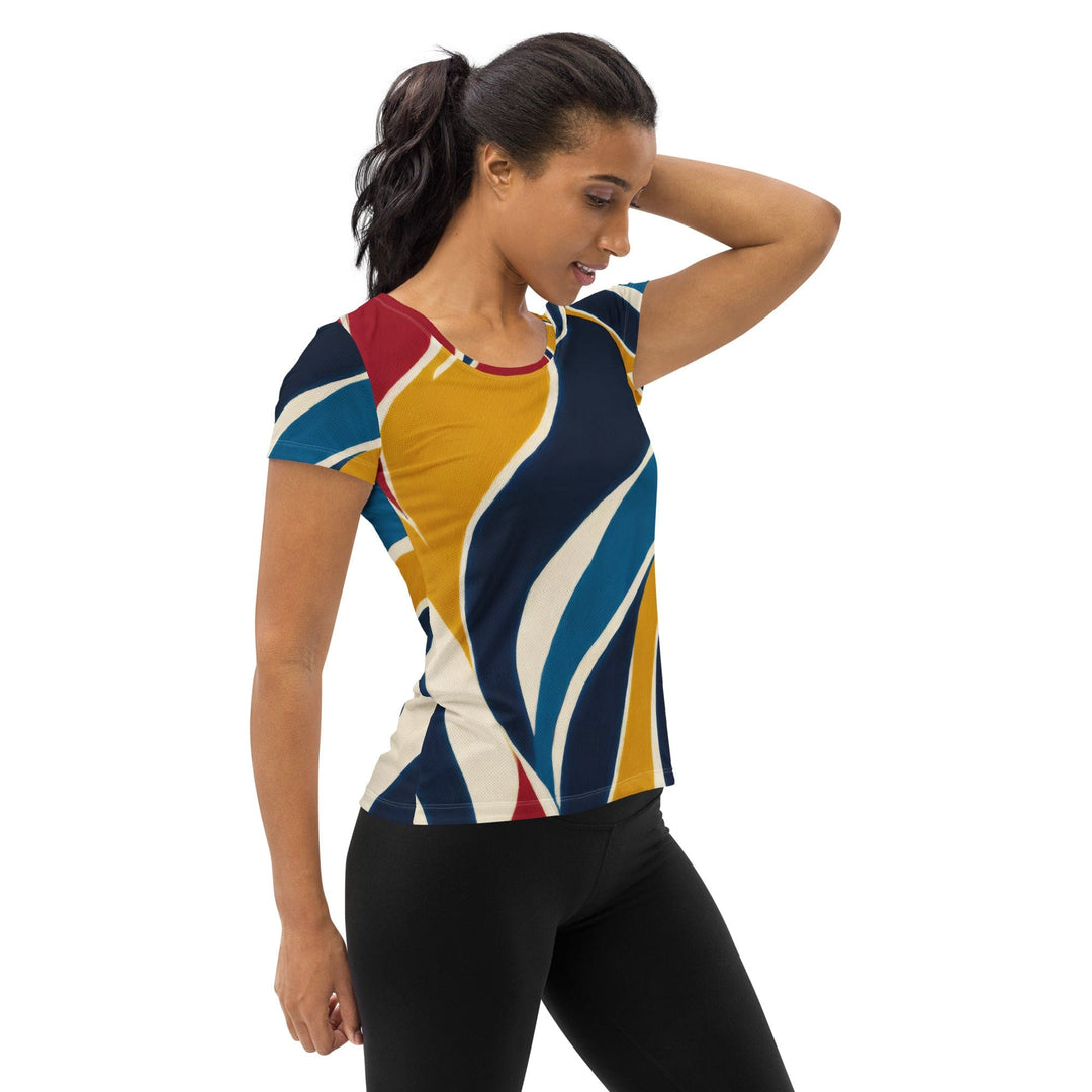 Womens Stretch Fit Athletic Sports T-shirt - Abstract Multicolor Swirl