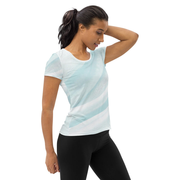 Womens Stretch Fit Athletic Sports T-shirt - Pastel Blue Swirl