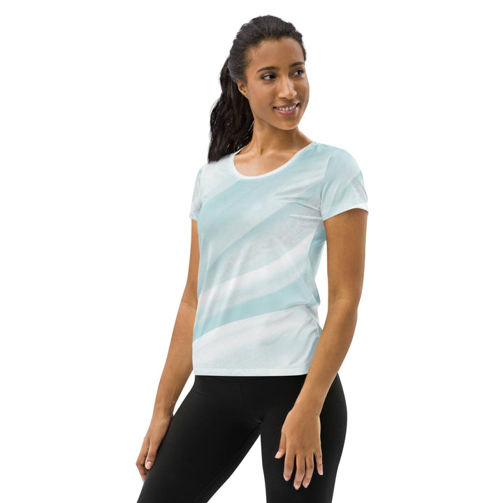 Womens Stretch Fit Athletic Sports T-shirt - Pastel Blue Swirl