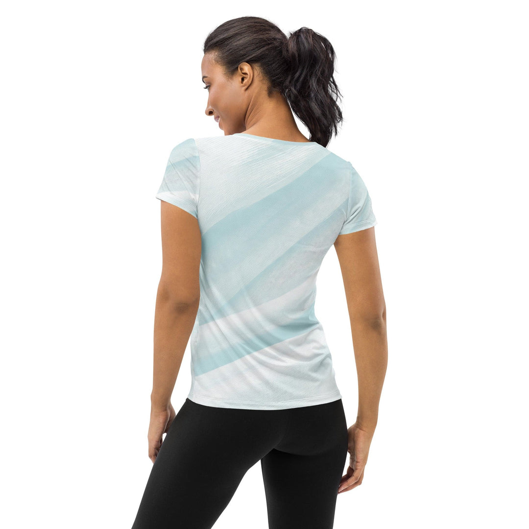 Womens Stretch Fit Athletic Sports T-shirt - Pastel Blue Swirl