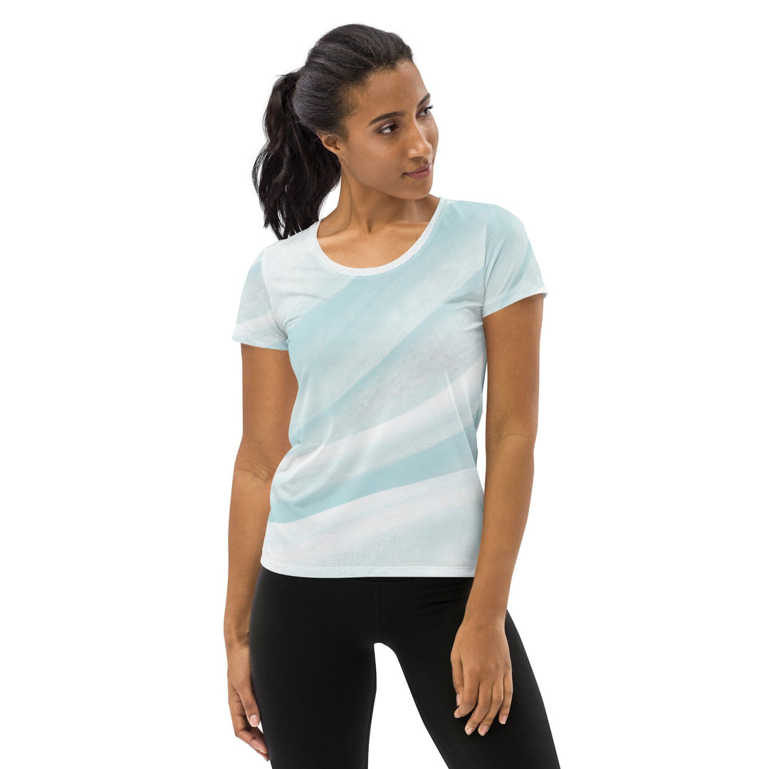 Womens Stretch Fit Athletic Sports T-shirt - Pastel Blue Swirl
