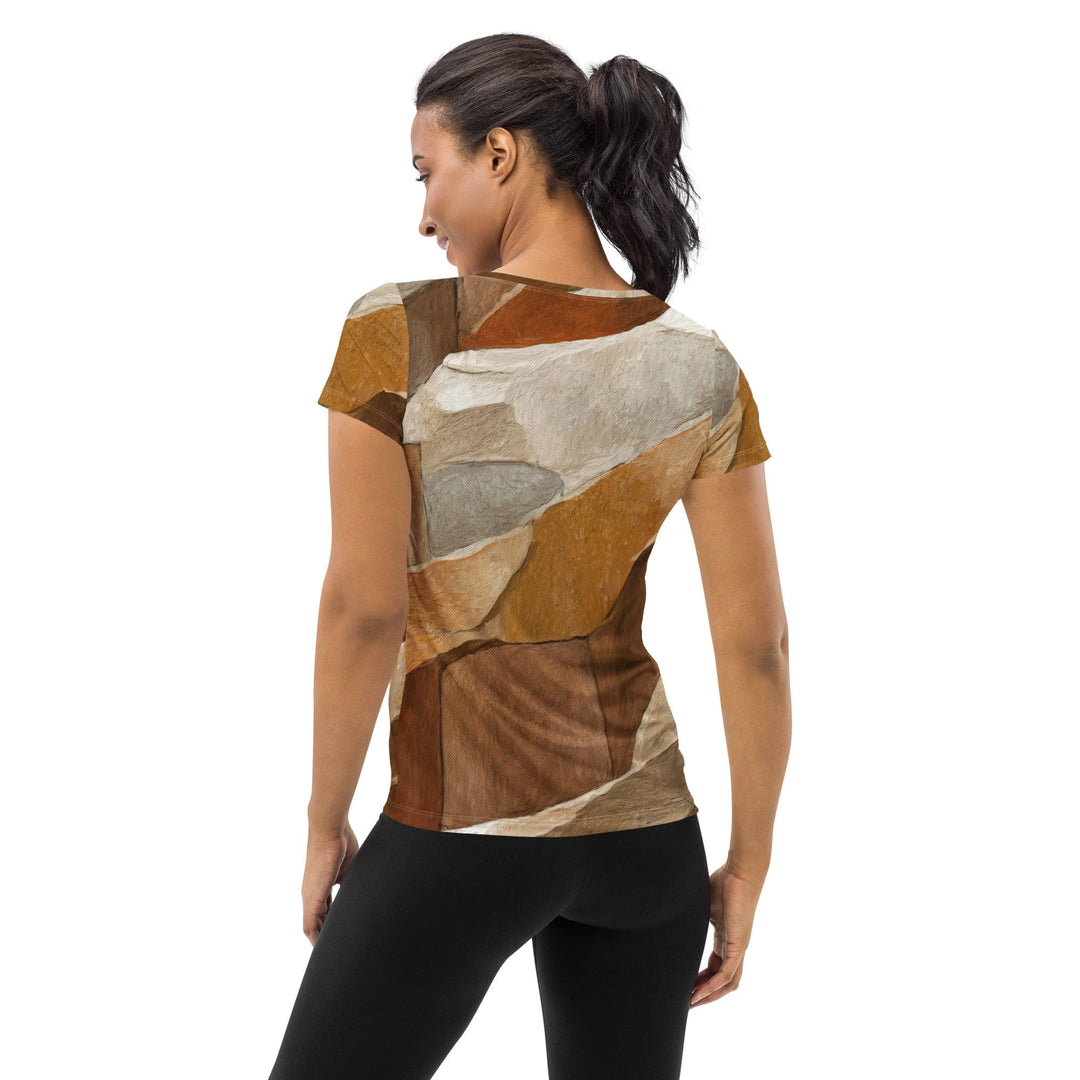 Womens Stretch Fit Athletic Sports T-shirt - Abstract Stone Print