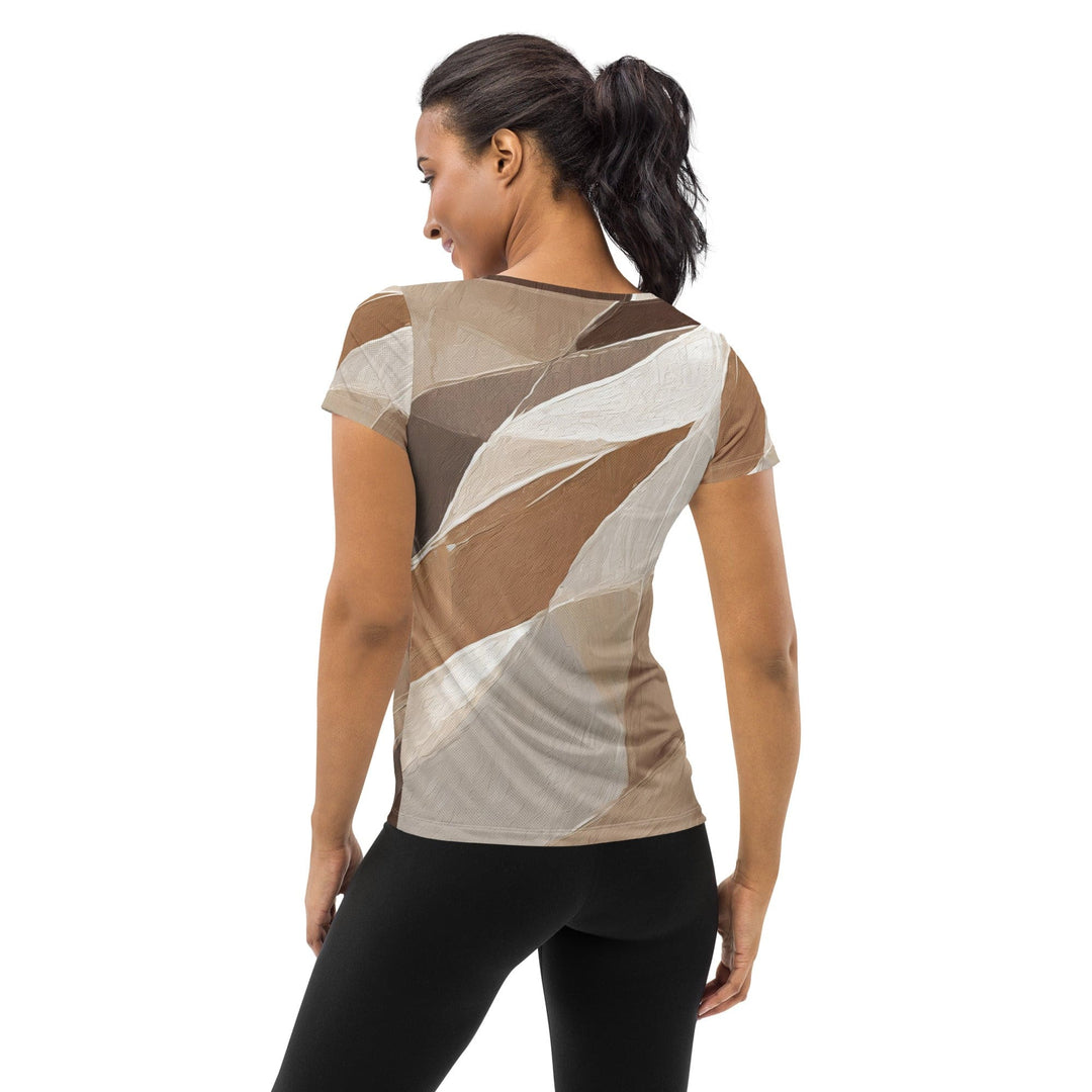Womens Stretch Fit Athletic Sports T-shirt - Rustic Brown Stone Print