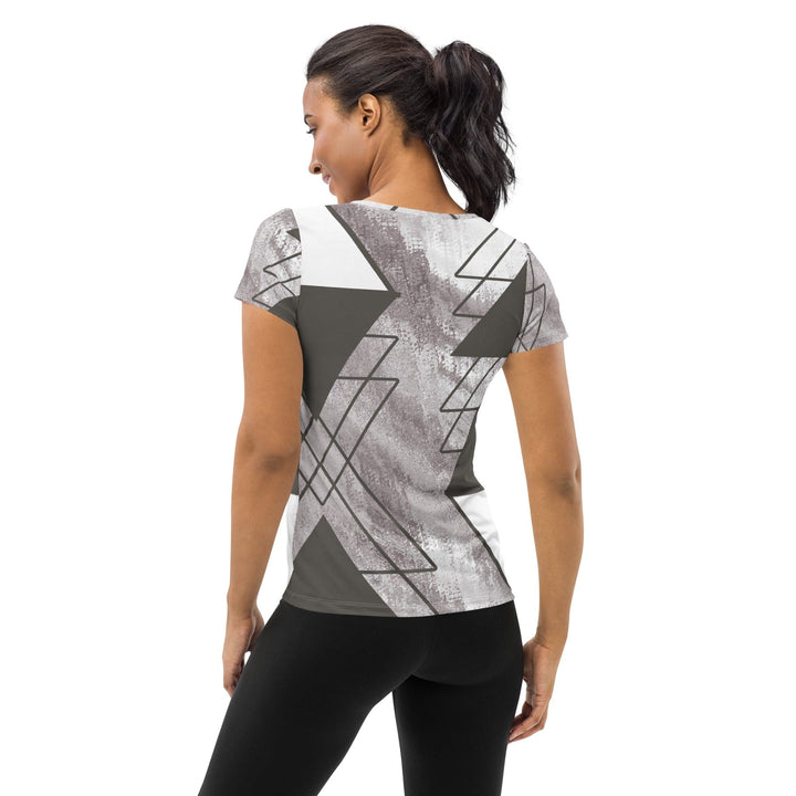 Womens Stretch Fit Athletic Sports T-shirt - Ash Grey and White