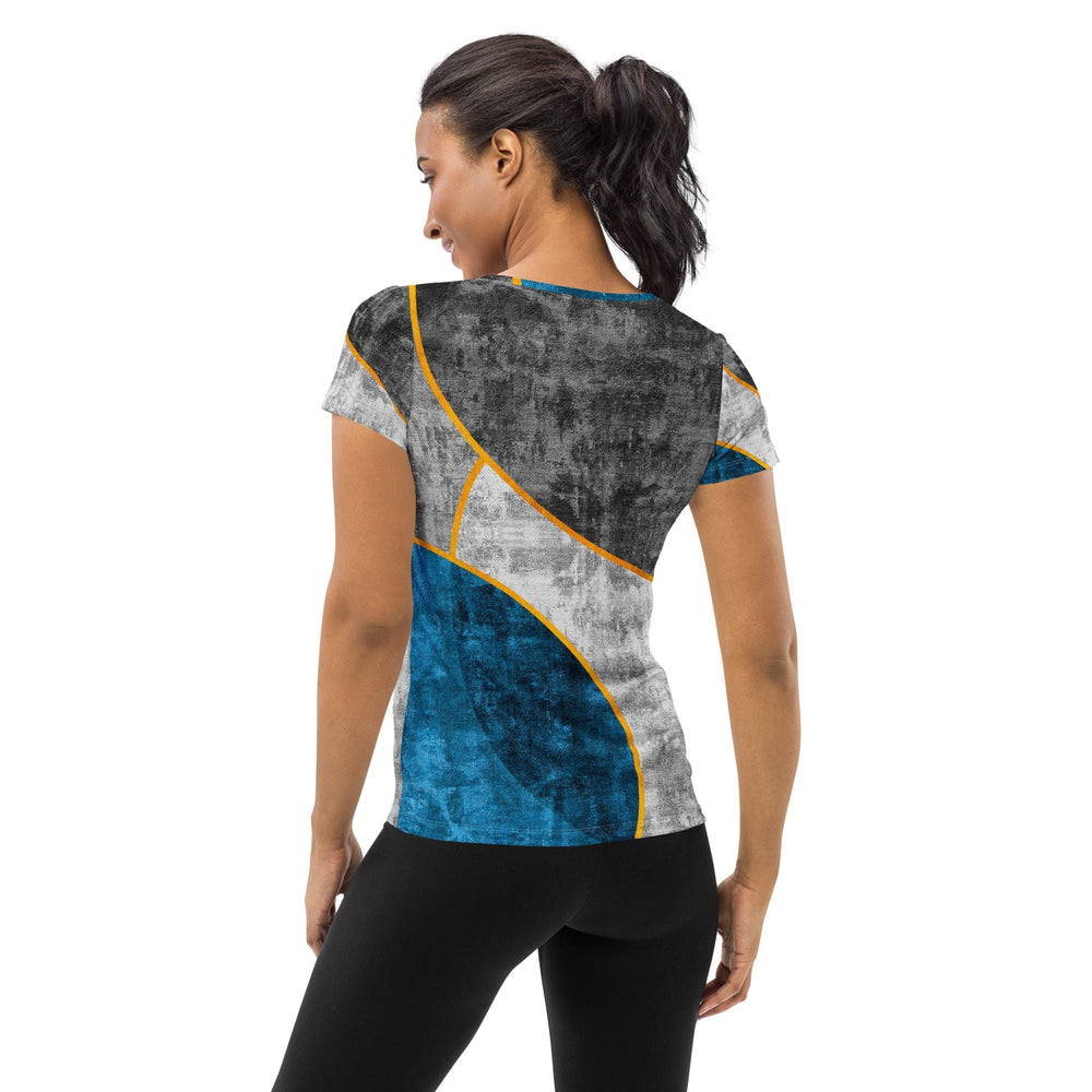 Womens Stretch Fit Athletic Sports T-shirt - Blue Grey Design