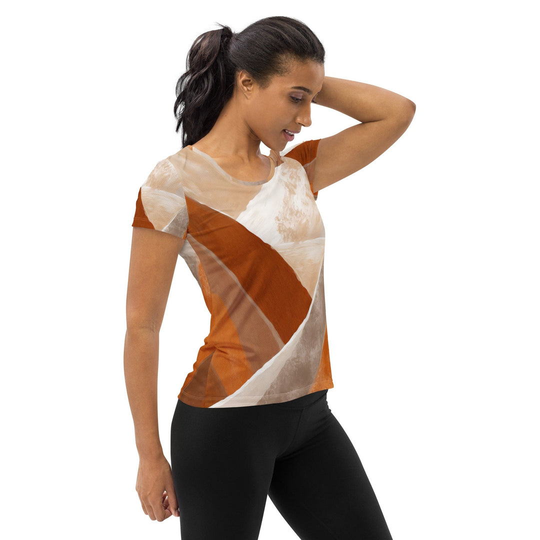 Womens Stretch Fit Athletic Sports T-shirt - Boho Watercolor Print