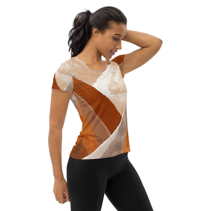 Womens Stretch Fit Athletic Sports T-shirt - Boho Watercolor Print