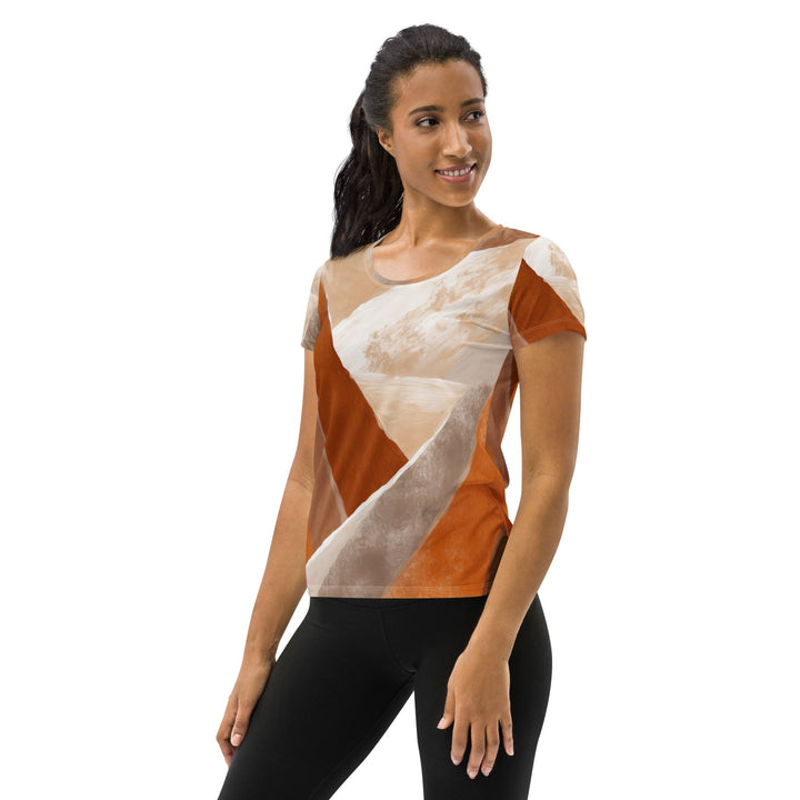 Womens Stretch Fit Athletic Sports T-shirt - Boho Watercolor Print