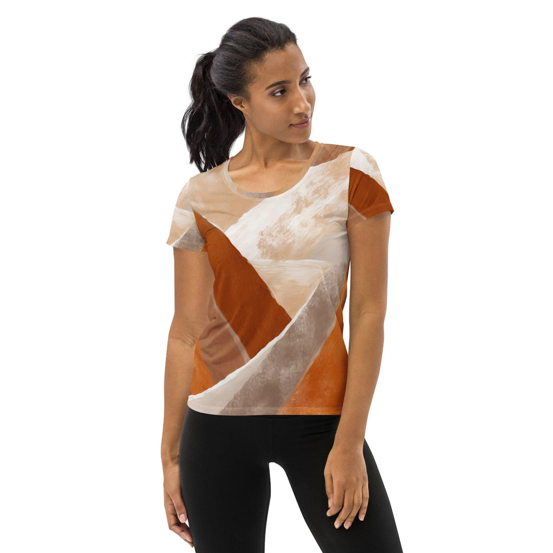 Womens Stretch Fit Athletic Sports T-shirt - Boho Watercolor Print