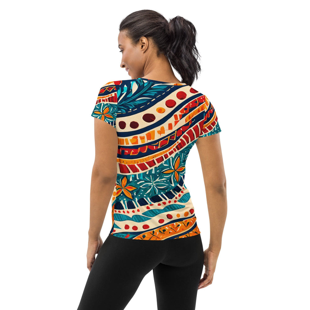 Womens Stretch Fit Athletic Sports T-shirt - Boho Floral Print