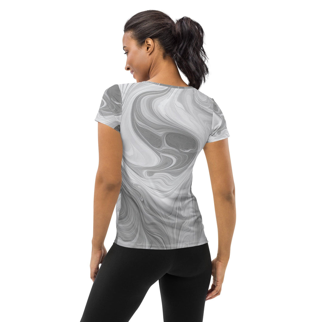 Womens Stretch Fit Athletic Sports T-shirt - Boho Marble Pattern White