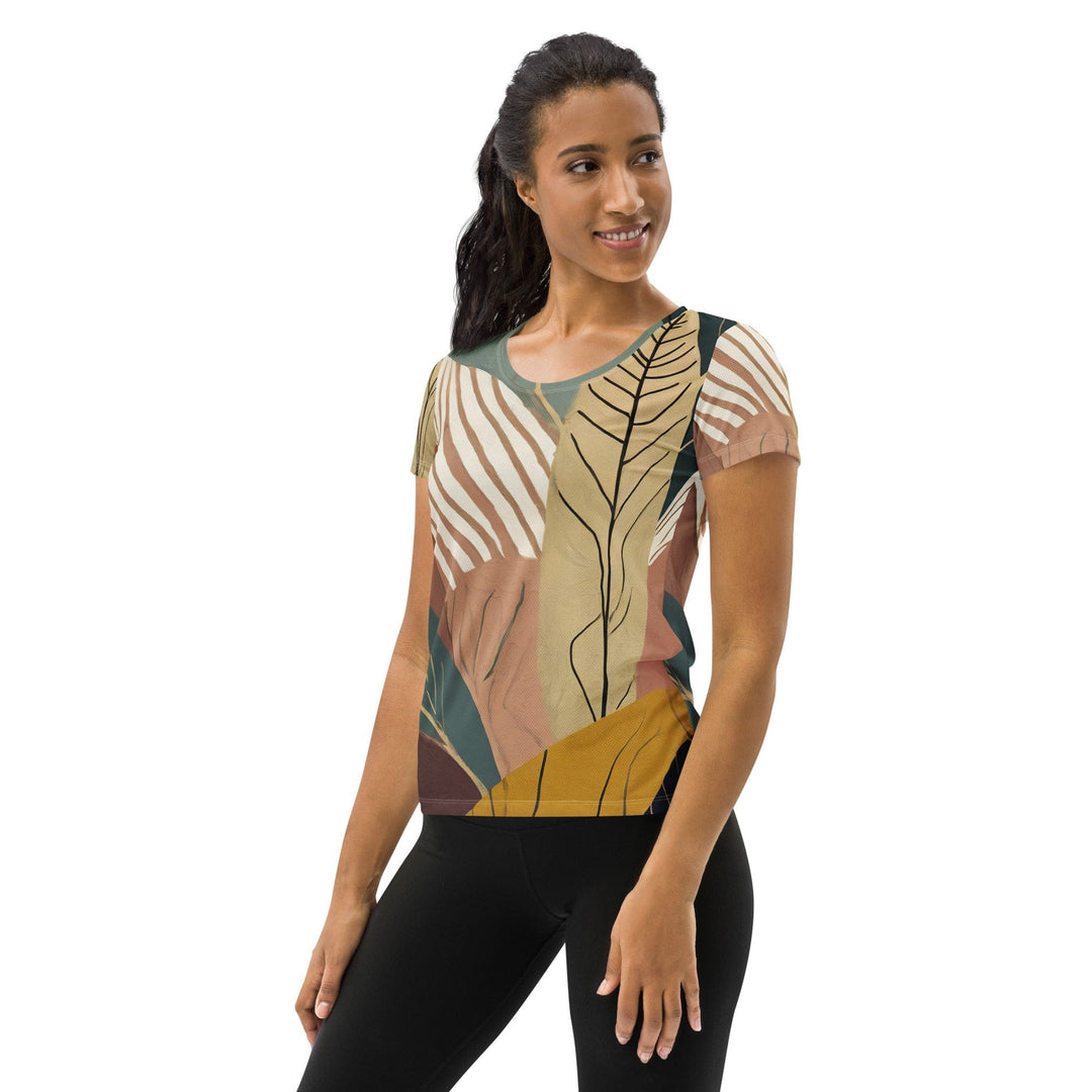 Womens Stretch Fit Athletic Sports T-shirt - Boho Style Print