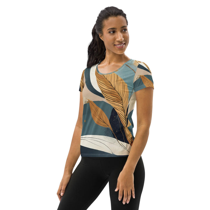 Womens Stretch Fit Athletic Sports T-shirt - Boho Style Print